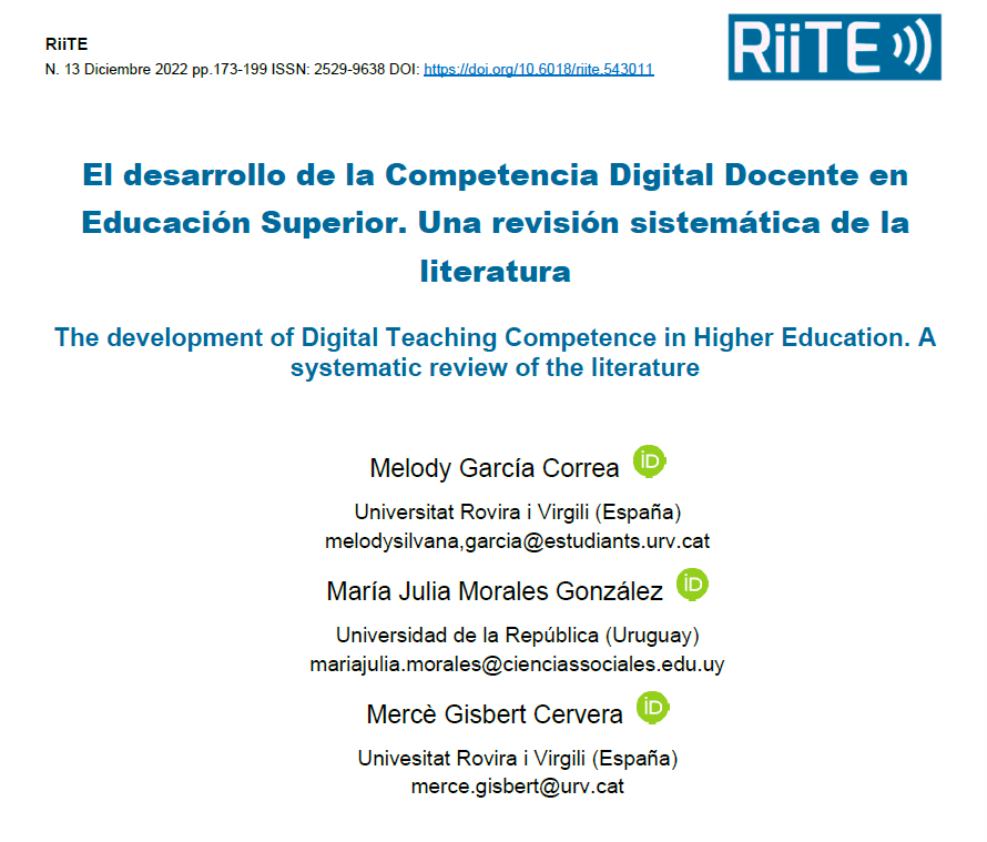 El desarrollo de la Competencia Digital Docente en Educación Superior. Una revisión sistemática de la literatura.