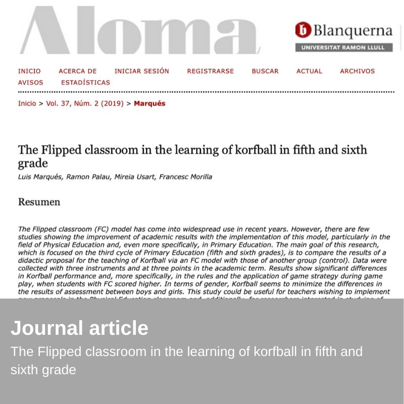 New Publication -  The Flipped classroom in the learning of korfball in fifth and sixth grade