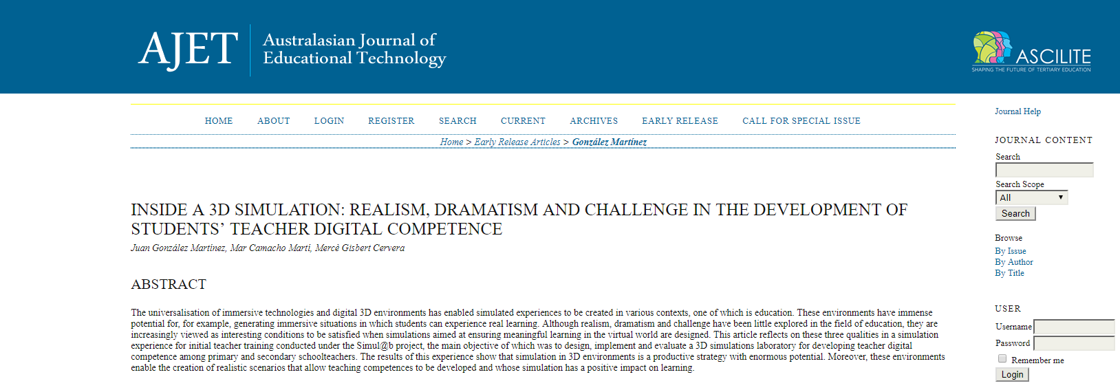 NEW PUBLICATION IN Australasian Journal of Educational Technology