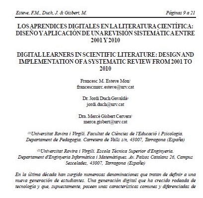 Los aprendices digitales en la literatura científica: Diseño y aplicación de una revisión sistemática entre 2001 y 2010