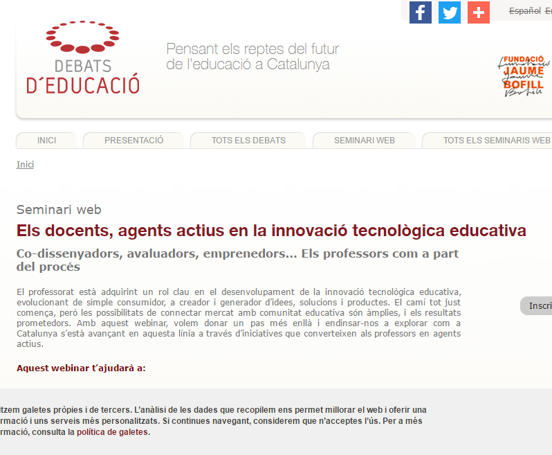 Webinar "Els docents, agents actius en la innovació tecnològica educativa"